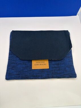 Delta Blue Fabric Clutch with Navy Weave